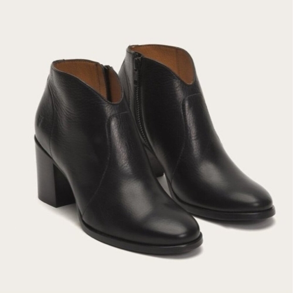 Frye - Nora Zip Short Ankle Leather Boots Black Women's Size US 8.5M - Picture 2 of 15